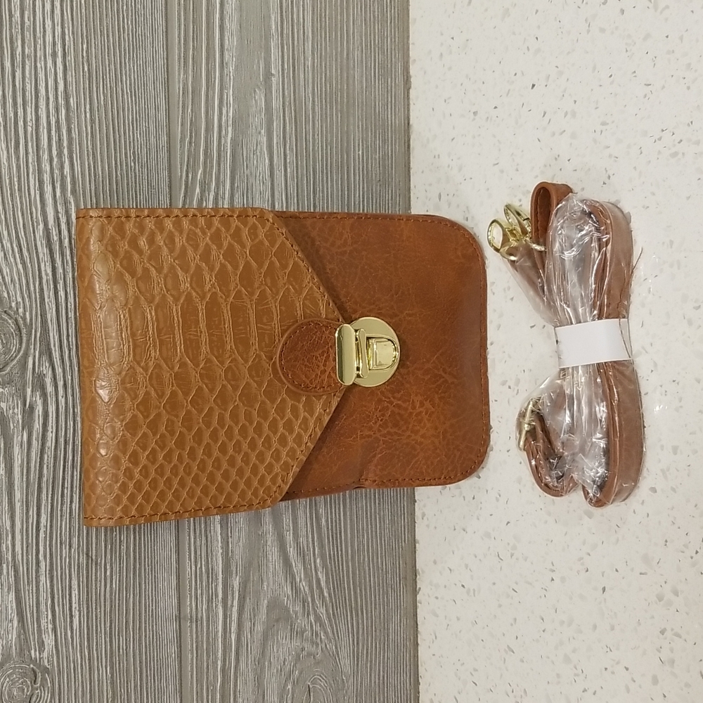 New Touch Screen Purse Brown Snakeskin print